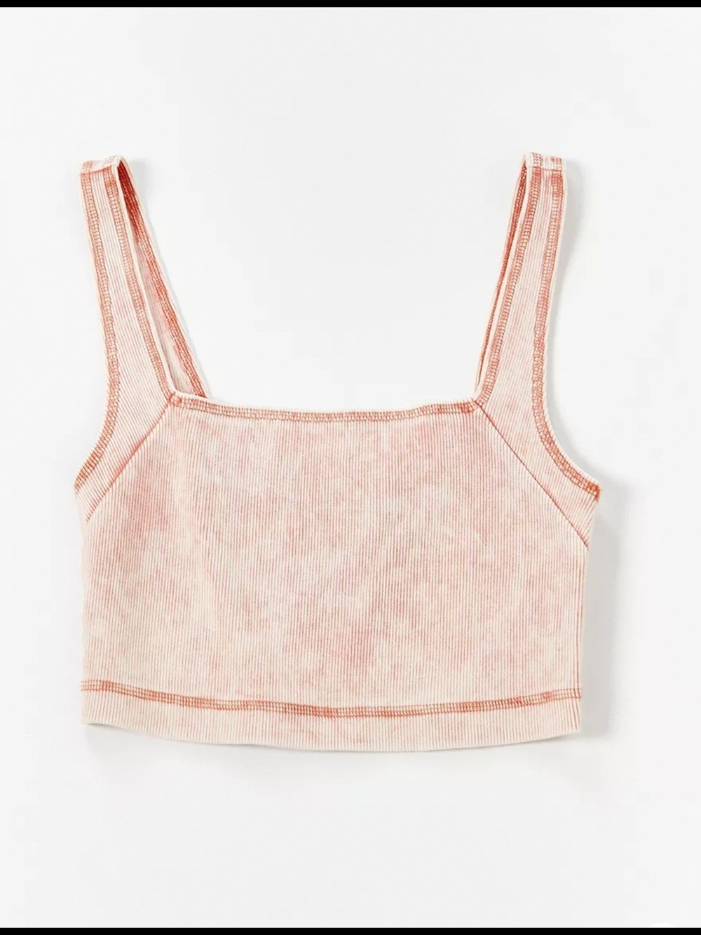 Urban Outfitters Square Neck Ribbed Crop Tank - Pink